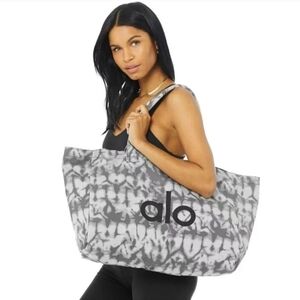 Alo Yoga Grey Tye Dye Cotton Tote Bag